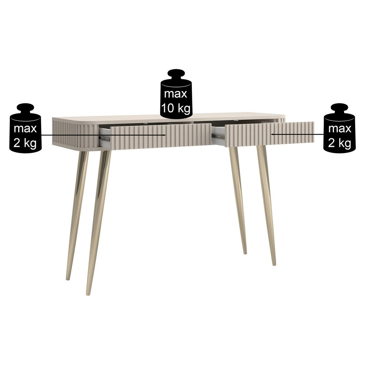 SCHMINKTISCH Ovarlo Greige mit 2 Schubladen 113 cm - Taupe/Goldfarben, Holzwerkstoff/Metall (38/113.2/77.9cm) - Selsey