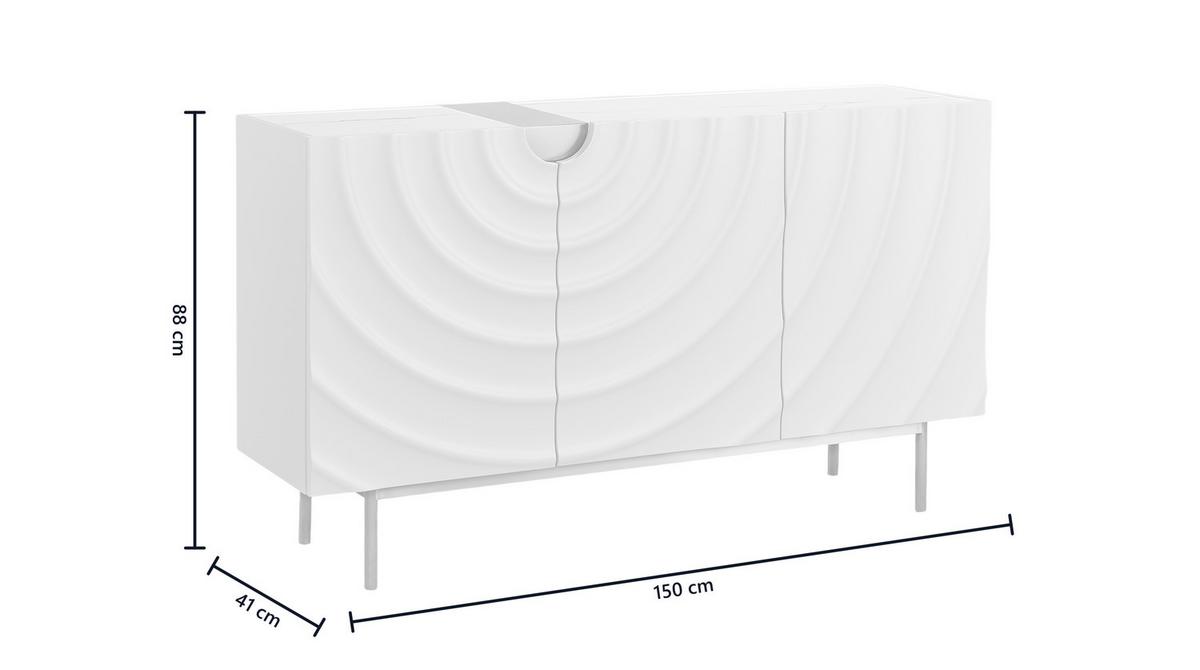 SIDEBOARD FREEDA Weiß Holz - Goldfarben/Weiß, Holz/Metall (140/200cm) - KAWOLA