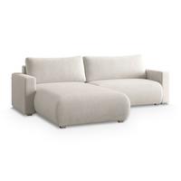 ECKSOFA TURIN P Creme Kordstoff mit Schlaffunktion - Creme/Grau, Holz/Kunststoff (265/183cm) - MASSENO