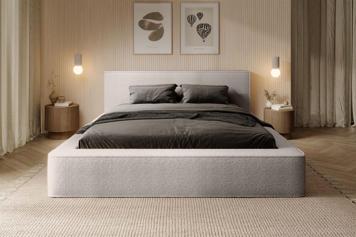 POLSTERBETT Omaha In Euphoria - Creme, Holzwerkstoff/Textil (140/200cm) - Fun Möbel