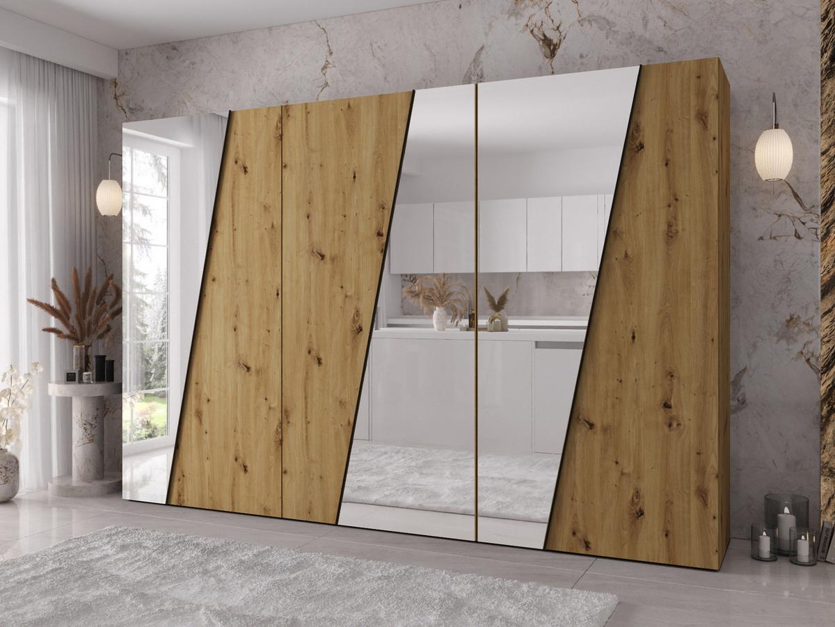 DREHTÜRENSCHRANK Zen 3L 300 cm - Schwarz/Eiche Artisan, Holzwerkstoff/Kunststoff (300/202/50cm) - MIRJAN24