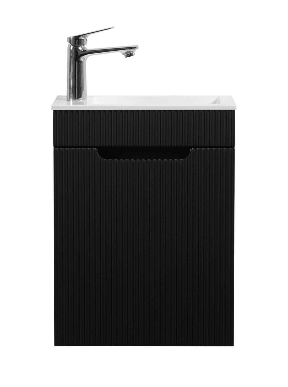 GÄSTE-WC-MÖBELSET Thermis 2 Teile Schwarz Matt - 40 x 22 x 53 cm - Schwarz/Weiß, Holz (40/53/22cm) - Badplaats