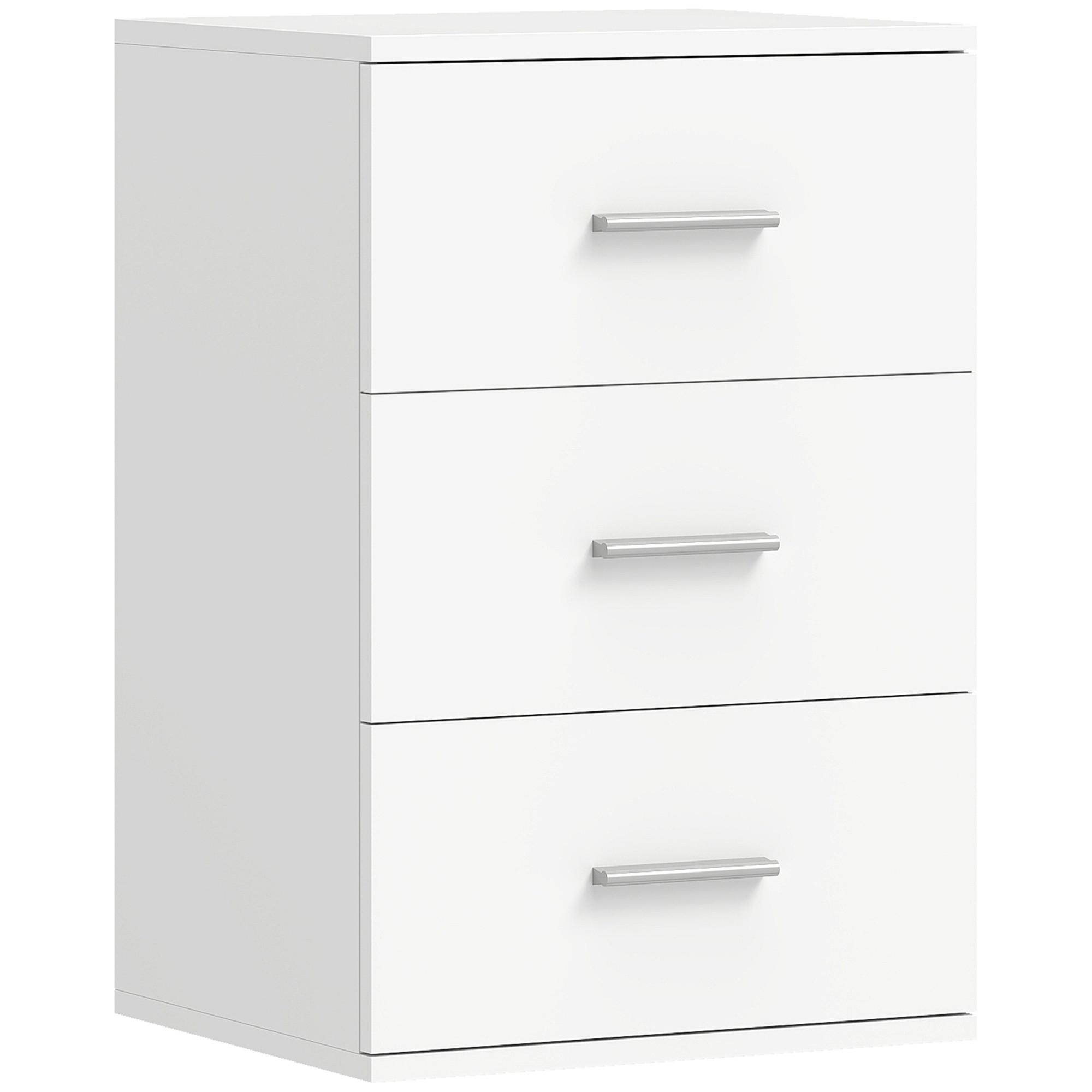 NACHTTISCH MDF Weiß - Silberfarben/Weiß, Holzwerkstoff/Metall (35/60/40cm) - HOMCOM