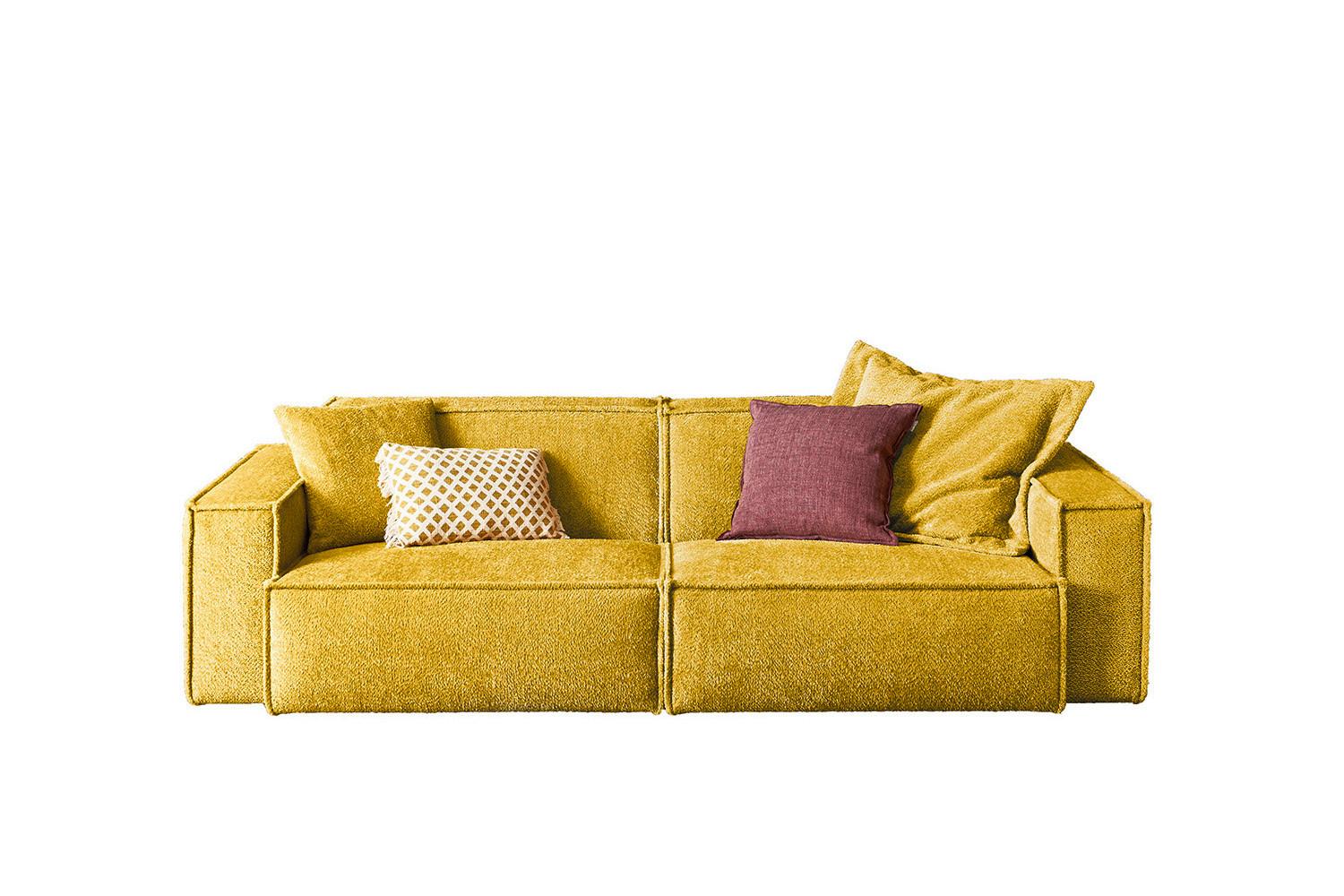 SOFA SAMU Gelb Webstoff - Gelb/Schwarz, Kunststoff/Textil (256/72/106cm) - KAWOLA