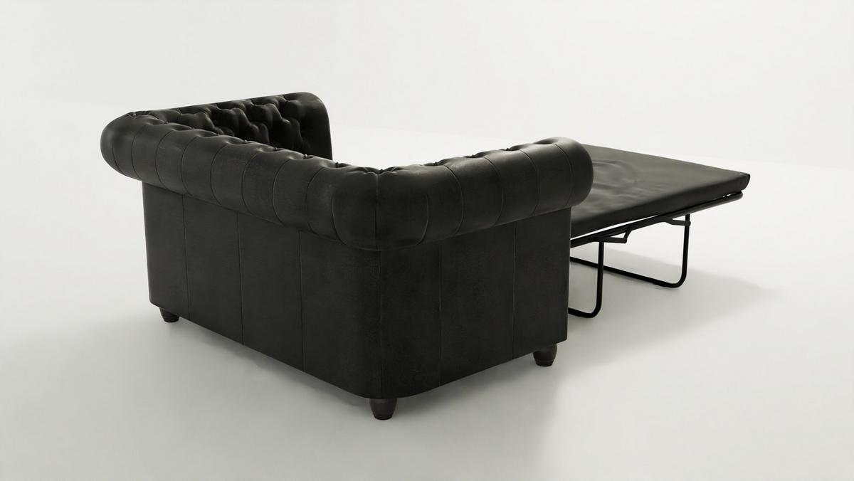 CHESTERFIELD-SOFA 2-sitzer mit Schlaffunktion Flux Anthrazit Microfaser Vintageoptik - Anthrazit/Braun, Holz/Textil (148/72/86cm) - S-Style Möbel