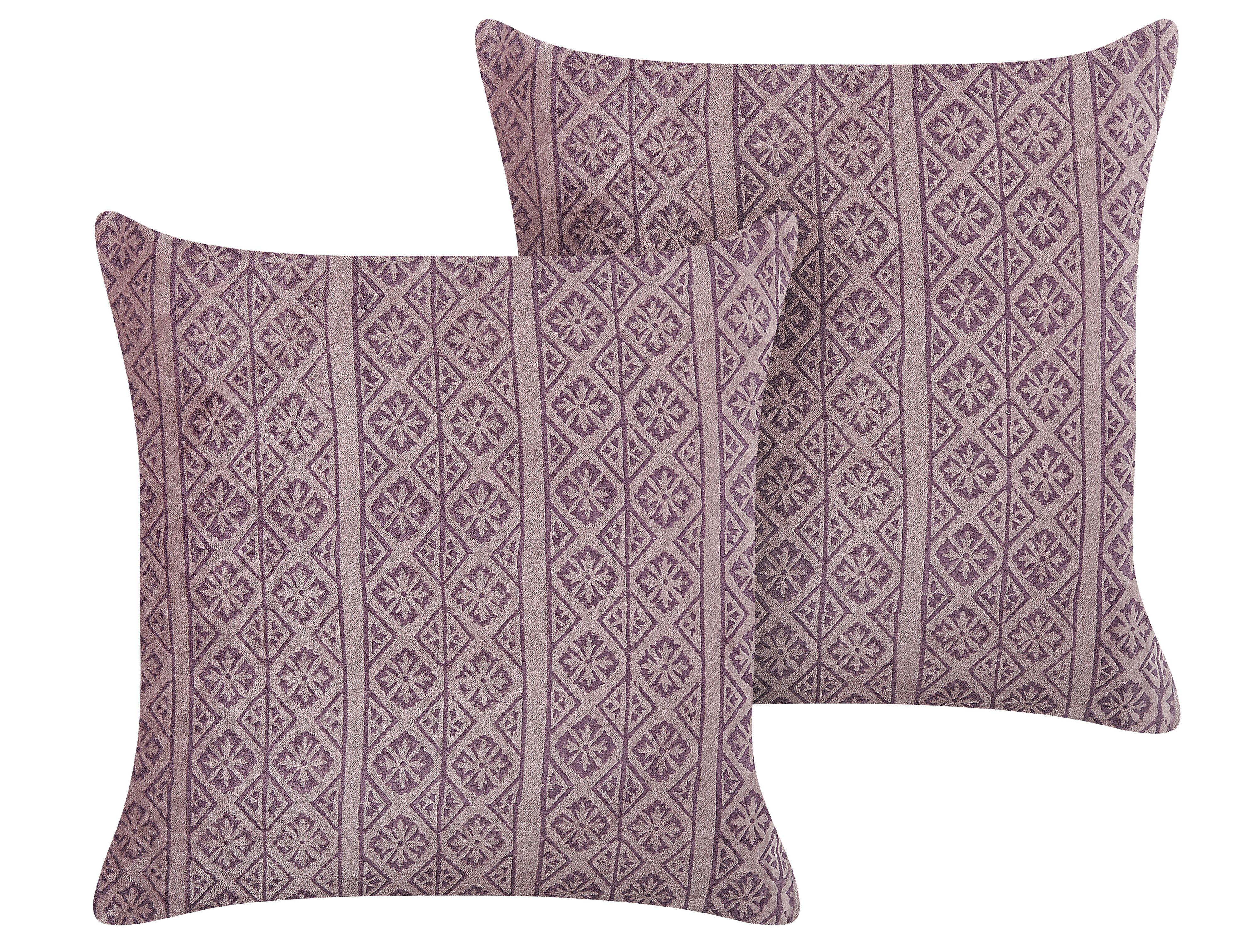 DEKOKISSEN 2er-Set Rosa 45/45 cm Silybum - Pink, Textil (45/45cm) - Beliani