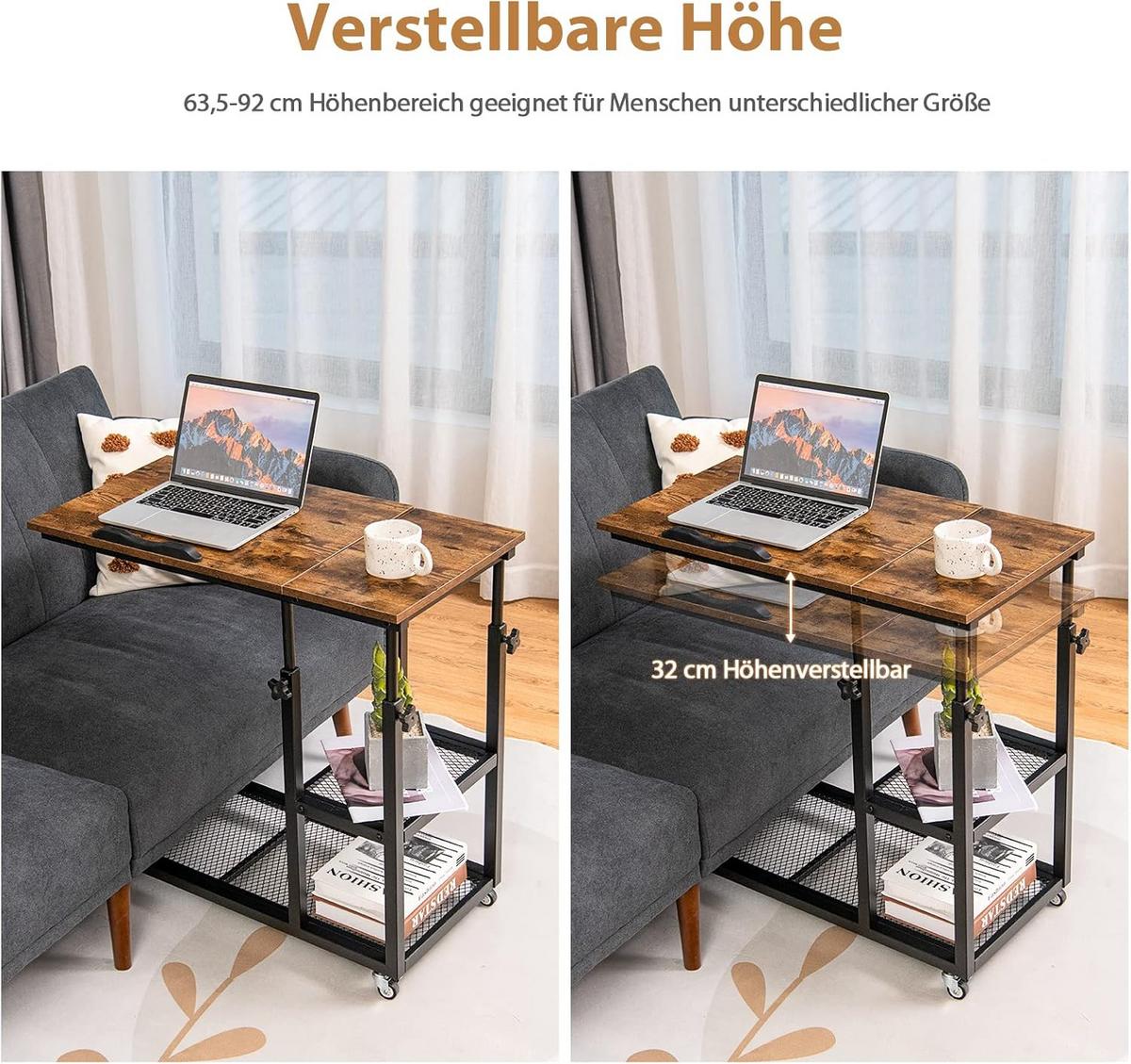 LAPTOPTISCH 95cm Braun - Braun, Holz (40/80/95cm) - COSTWAY