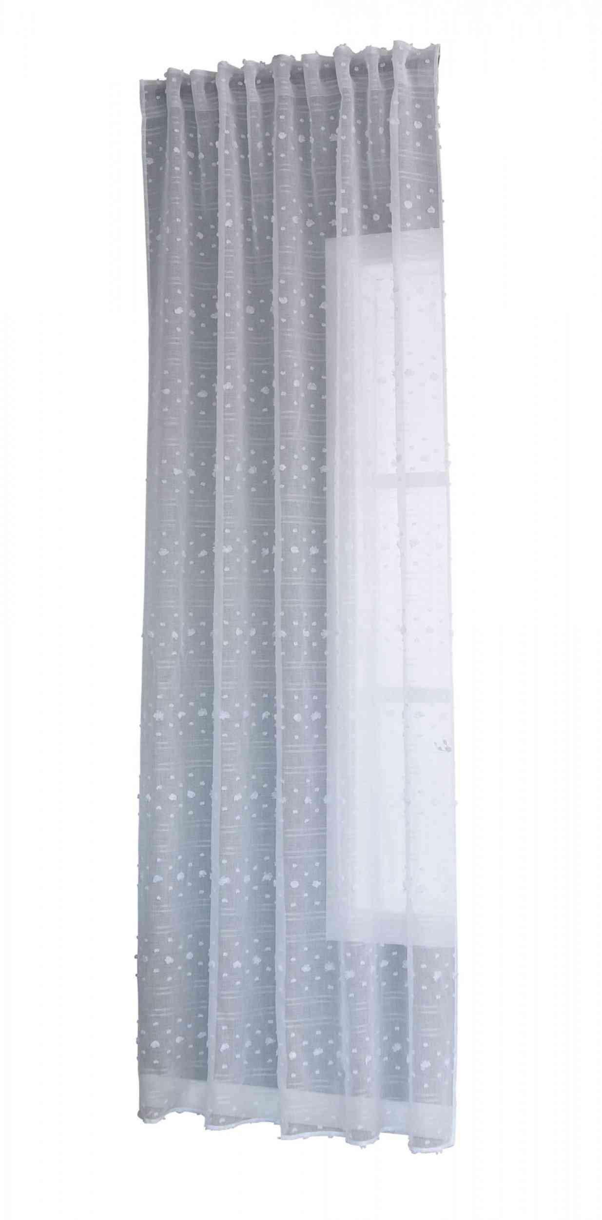 GARDINE LEINEN HxB 245x145 cm Natur Pompom - Weiß, Textil (145/245cm) - Gardinenbox