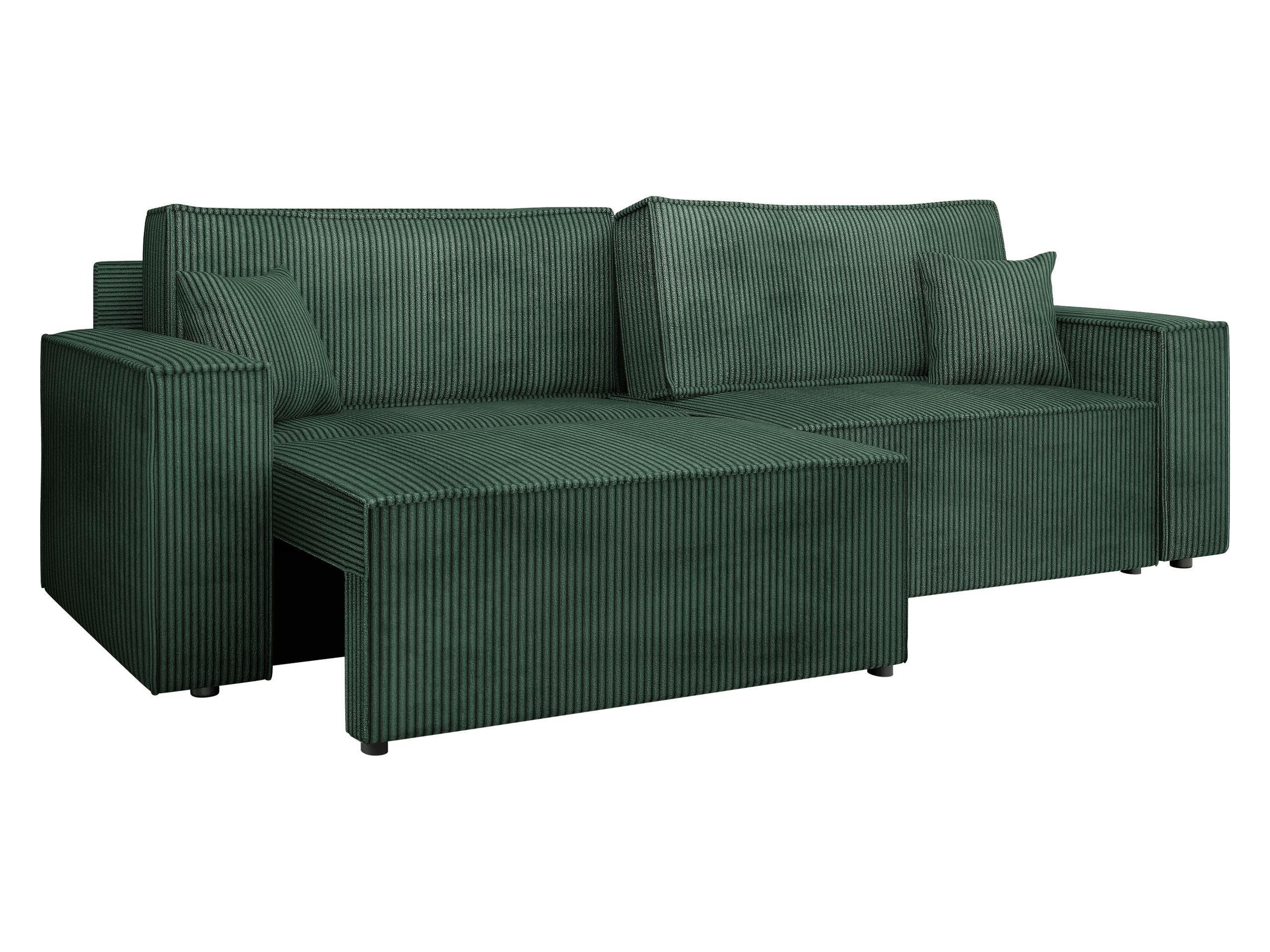 SCHLAFSOFA Karl Cord mit L-Funktion - Schwarz/Grün, Holz/Kunststoff (245/82/139cm) - MIRJAN24