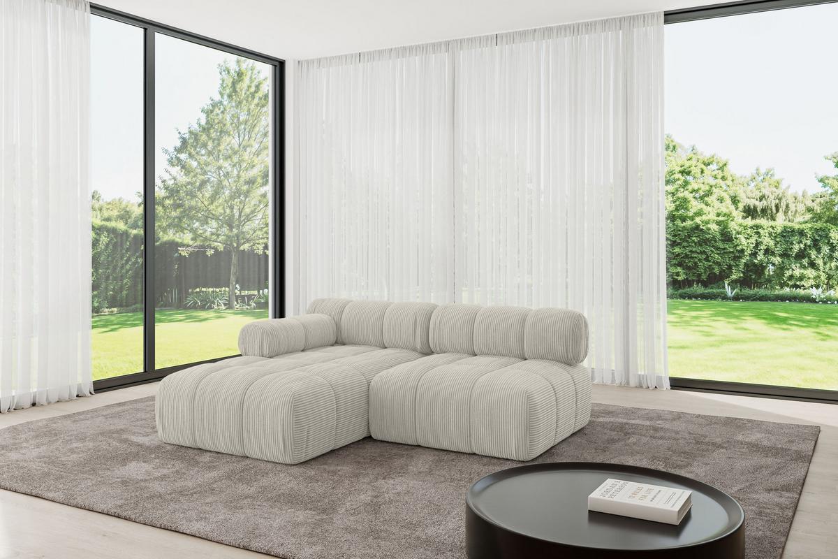 ECKSOFA modulares Sofa Razon-L1 - 190x160x70 cm Creme Cord - Hellgrau/Creme, Holzwerkstoff/Textil (190/160cm) - ALTDECOR