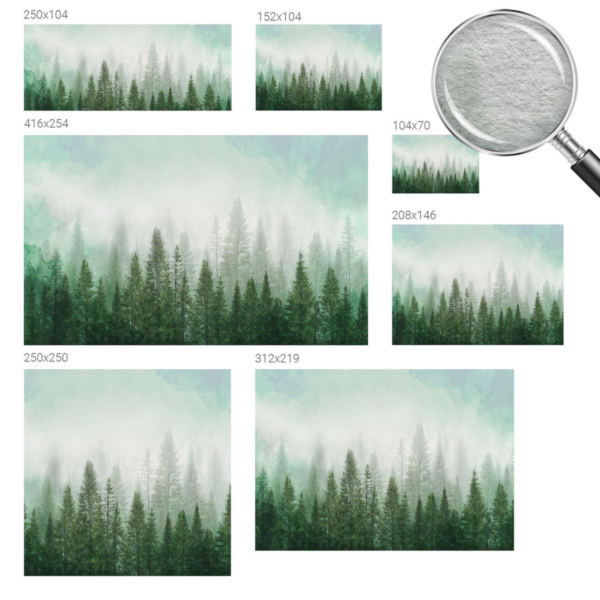 FOTOTAPETE 104x70 cm - Wolf im Wald - Grün, Textil (104/70cm) - Wallfluent