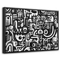 LEINWAND Bilder mit Rahmen - Symbole - Abstrakt - Grafik - Schwarz - 60x40 - Schwarz, Textil (60/40cm) - MuchoWow
