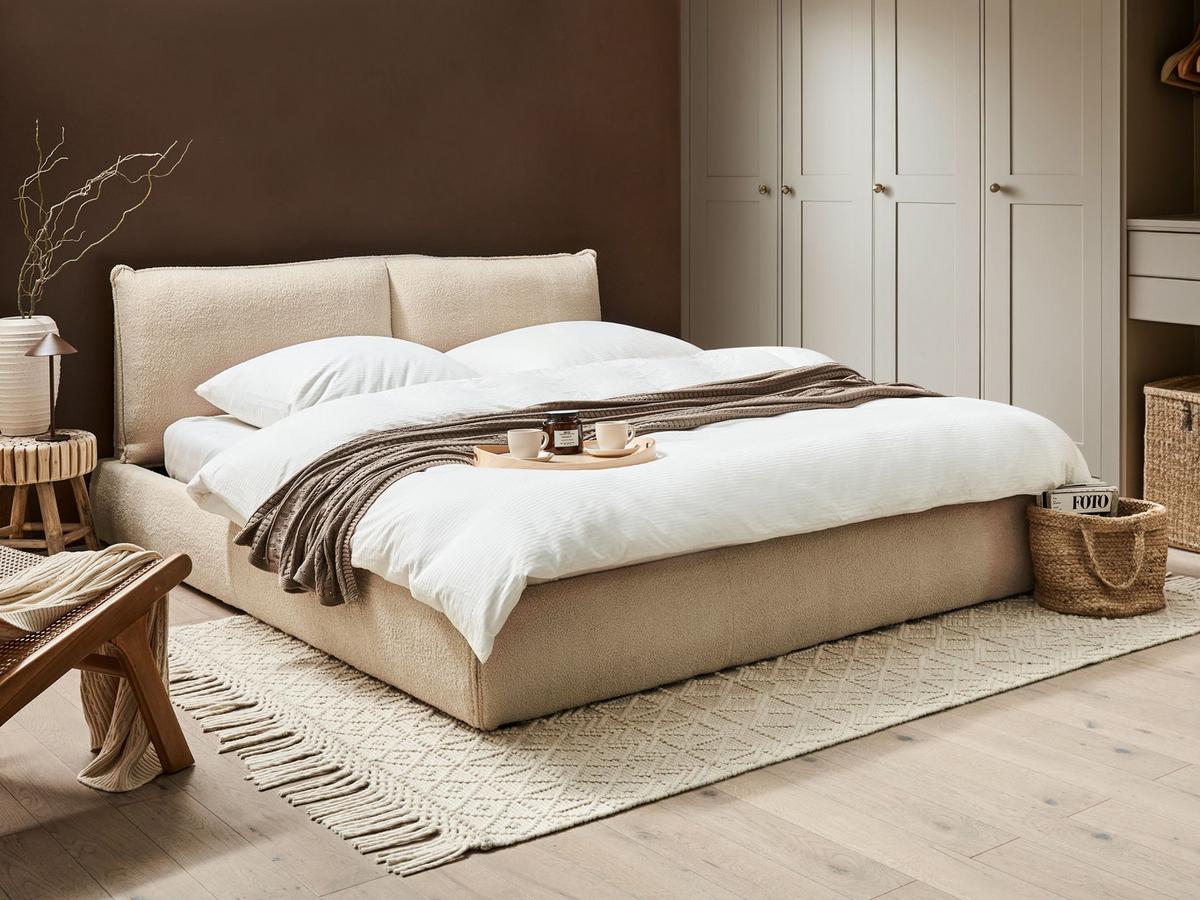 POLSTERBETT mit Lattenrost 180x200 cm Beige Vinay - Beige, Textil (180/200cm) - Beliani