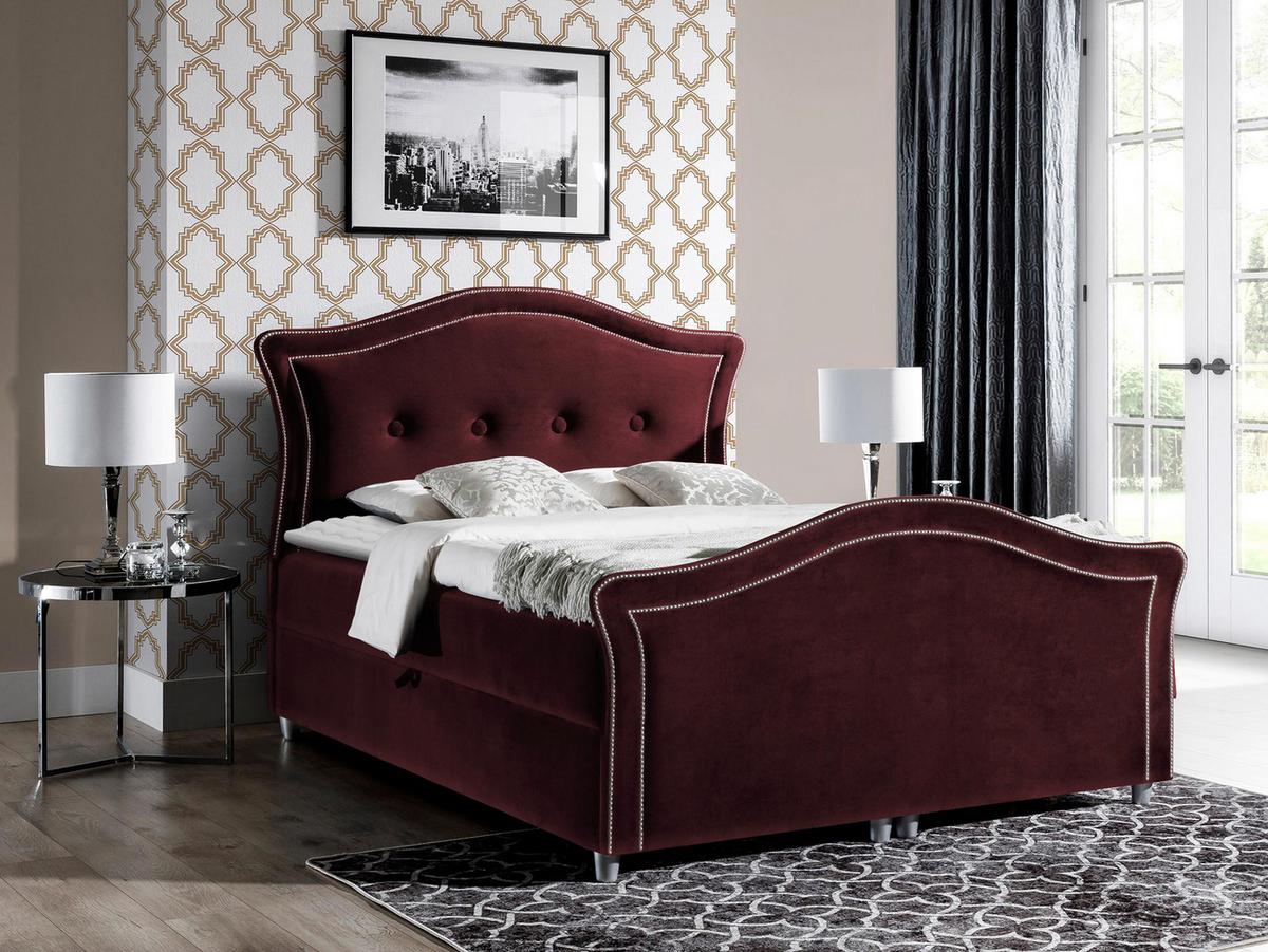 BOXBETT Bedran Lux - H3 - Bordeaux, Holz (140/200cm) - MIRJAN24