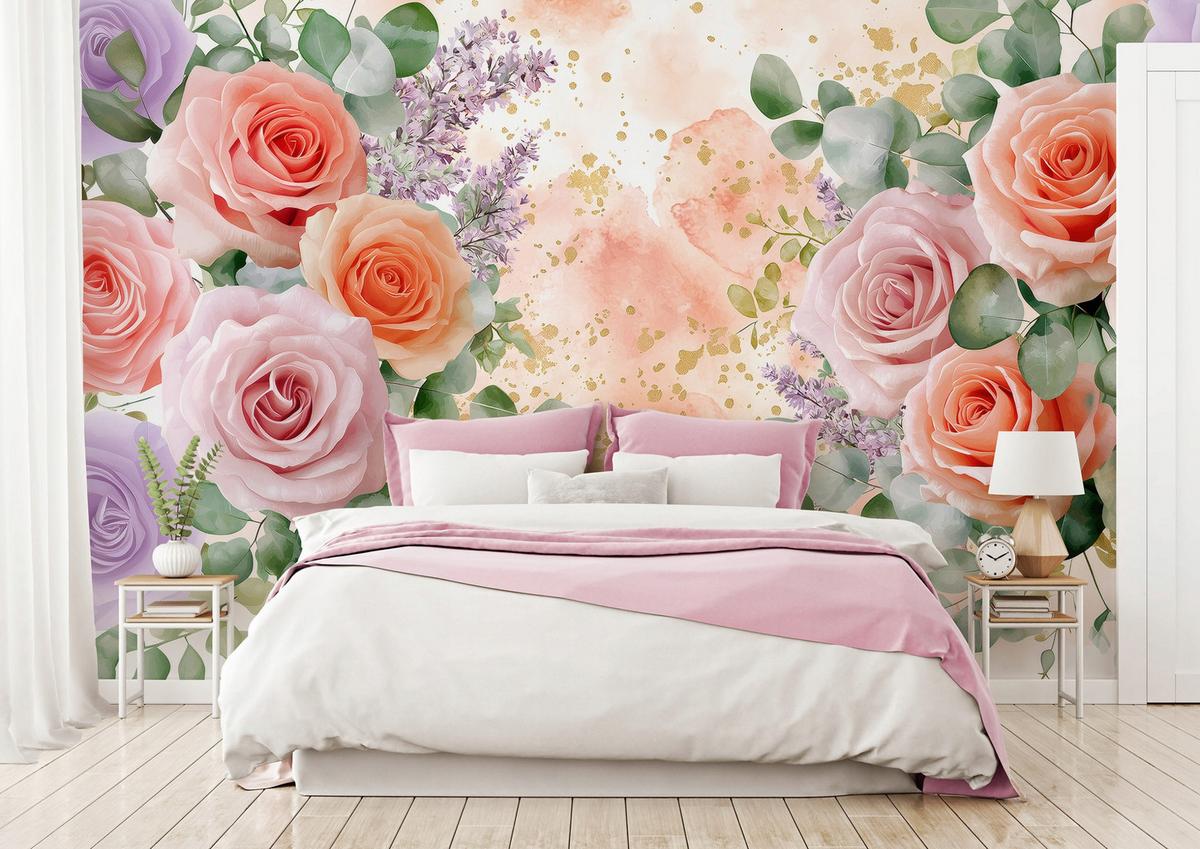 FOTOTAPETE Blumen Rosen Rosa 416x254 cm - Multicolor, Papier (416/254cm) - Wallarena