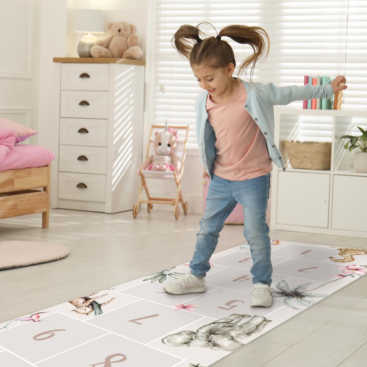 KINDERTEPPICH Hinkelpad - Tiere - Safari - Aquarell - Kinder Kinderzimmer 90x270 cm - Beige, Kunststoff (90/0.3cm) - OnlyWow