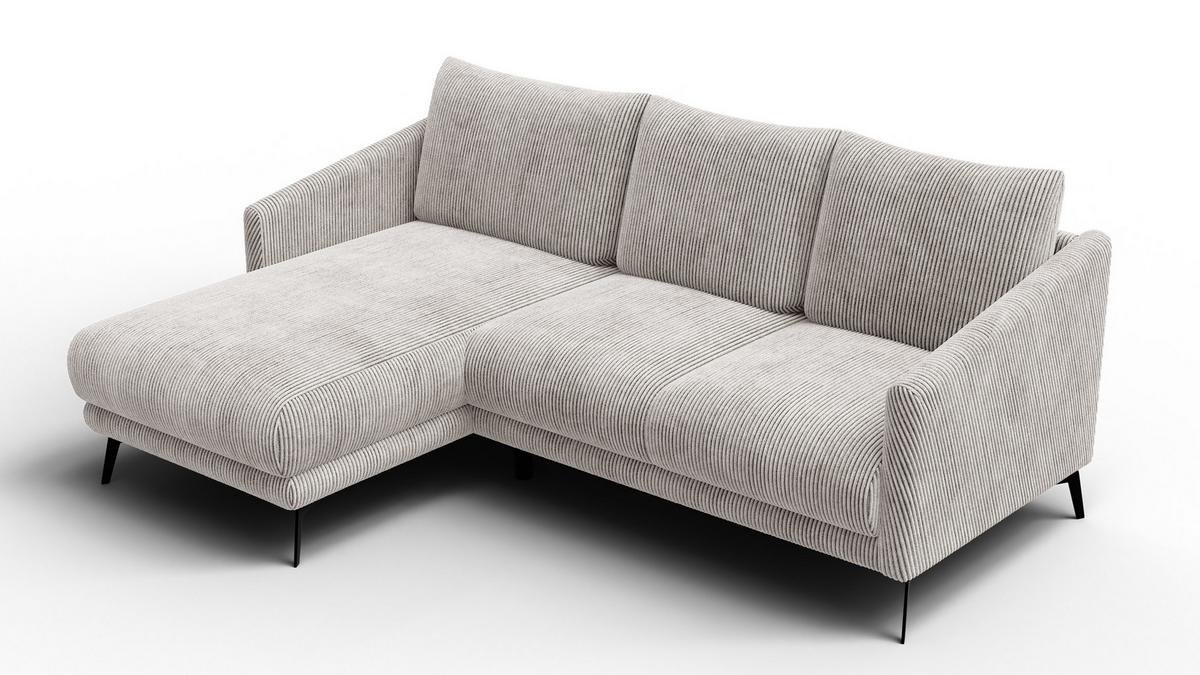 ECKSOFA VILT 3-Sitzer, perlweiß - Schwarz/Weiß, Holzwerkstoff/Textil (221/156cm) - Wozimo