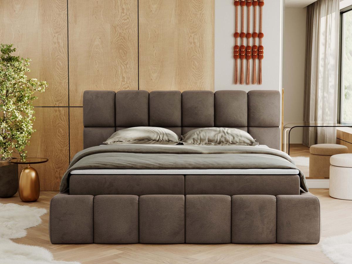 BOXBETT NIRA 180/200 - Braun Velvet - H3 - Braun, Holz/Textil (180/200cm) - MKS