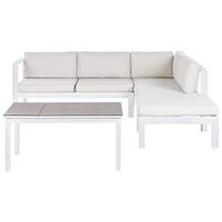LOUNGE-SET 5-sitzer Aluminium Cremeweiß Messina - Weiß/Grau, Metall - Beliani
