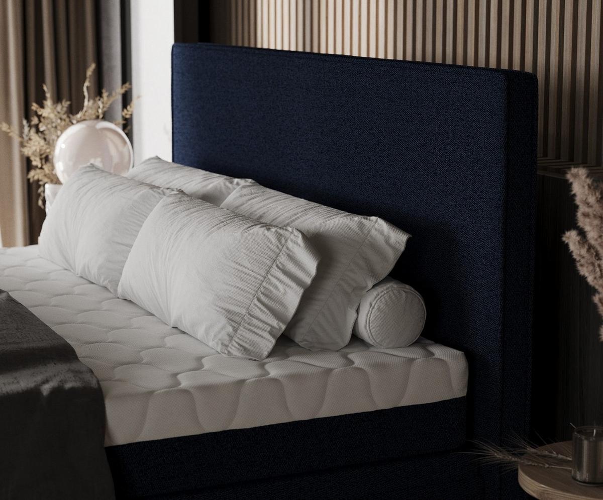 BOXBETT Zalla 160/200 cm Marineblau im Riva Stoff - Schwarz/Dunkelblau, Holz/Holzwerkstoff (160/200cm) - AltaBeds