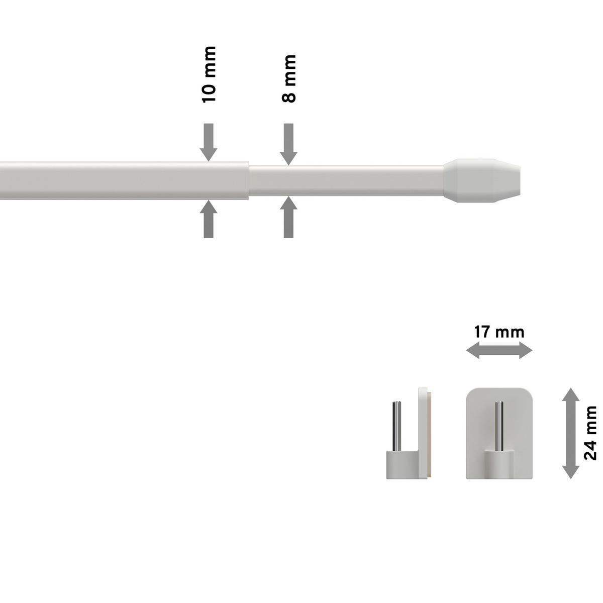SCHEIBENSTANGEN / VITRAGESTANGEN MIT KLEBEHAKEN Geno 50-80 cm, oval, Weiß, Packung 2 Stück - Weiß, Kunststoff/Metall (1.2/2.4/80cm) - INTERDECO