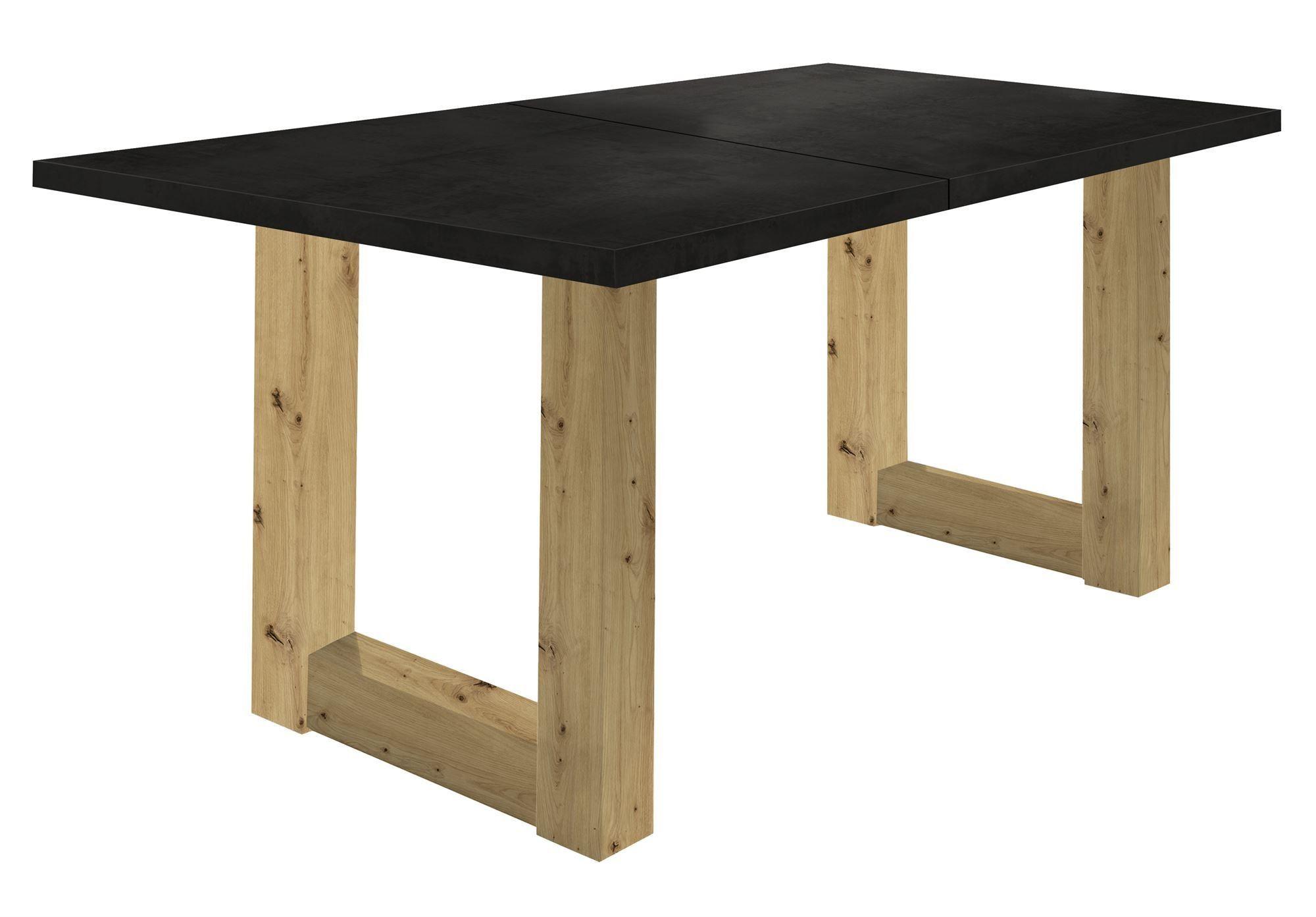 ESSTISCH ausziehbar Eila 1 140 x 90 x 75 Esszimmertisch Asteiche/Schwarzstahl - Schwarz, Holz (140/90/75cm) - 58aufmkessel