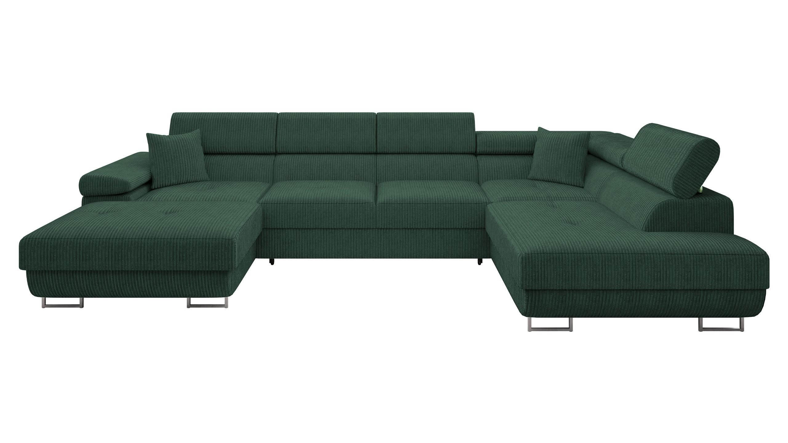 WOHNLANDSCHAFT Torezio Bis Cord, Seite: Rechts - Grün, Holz/Textil (203/90/346cm) - MIRJAN24