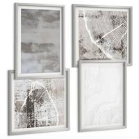 BILDER SET 4er Set - 50x50 cm & 40x60 cm Silberner Rahmen - Abstrakte moderne Formen - Silberfarben, Kunststoff (50/50cm) - TULUP