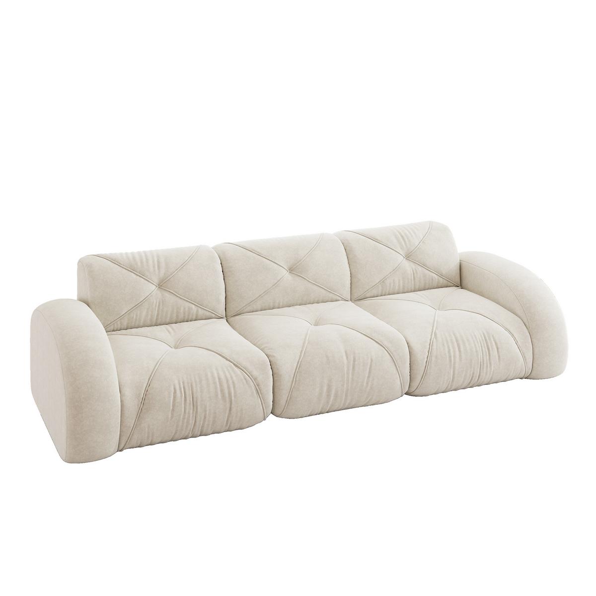 3-SITZER SOFA chenille in weiß oder grün, rahmenlos & montagefrei - Weiß, Textil (281/76/95cm) - Urban Meuble