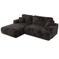 ECKSOFA OVO L Dunkelgrau Plüsch - Links Seite - Dunkelgrau/Schwarz, Kunststoff/Textil (271/195cm) - MKS