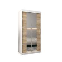 SCHWEBETÜRENSCHRANK 200/100/62 2-türig - Silberfarben/Weiß, Holz/Kunststoff (100/200/62cm) - MÖBEL KRYSPOL