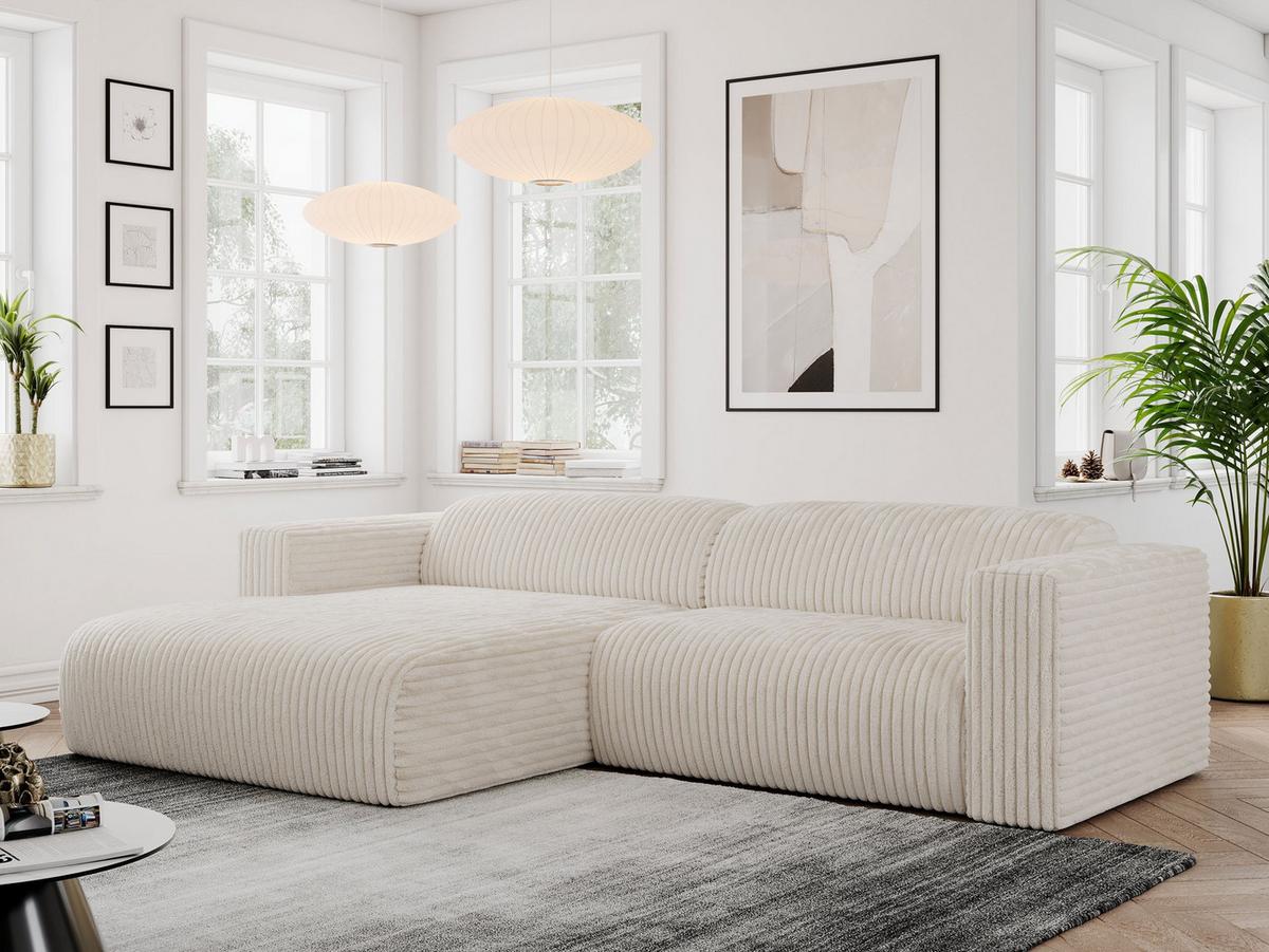 OFERTA WYCOFANA ECKSOFA PASADENA Beige Cord Links Seite - Beige/Schwarz, Kunststoff/Textil (180/288cm) - MKS