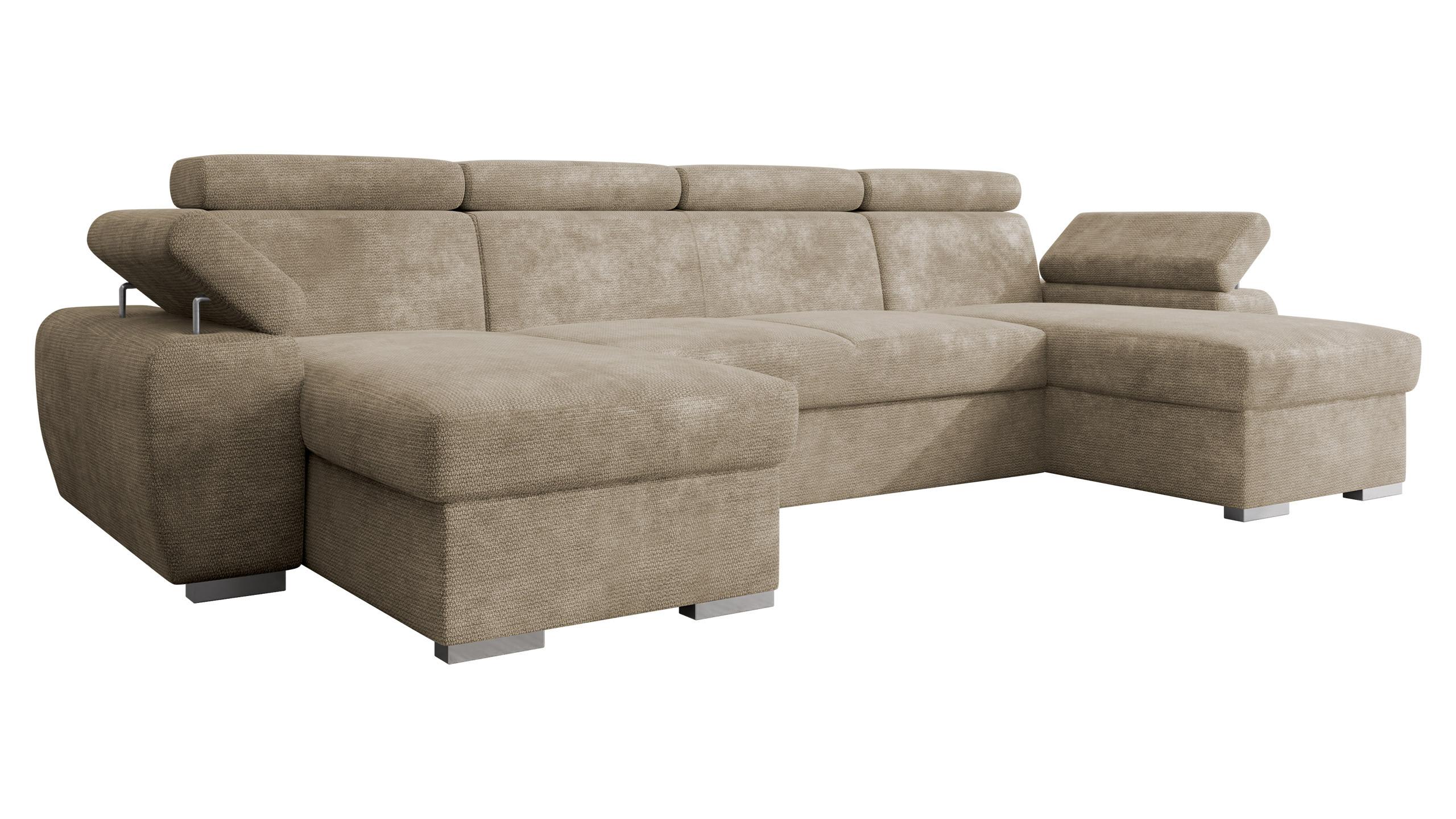 WOHNLANDSCHAFT Plaza U - Beige/Silberfarben, Holz/Kunststoff (323/85/170cm) - MIRJAN24