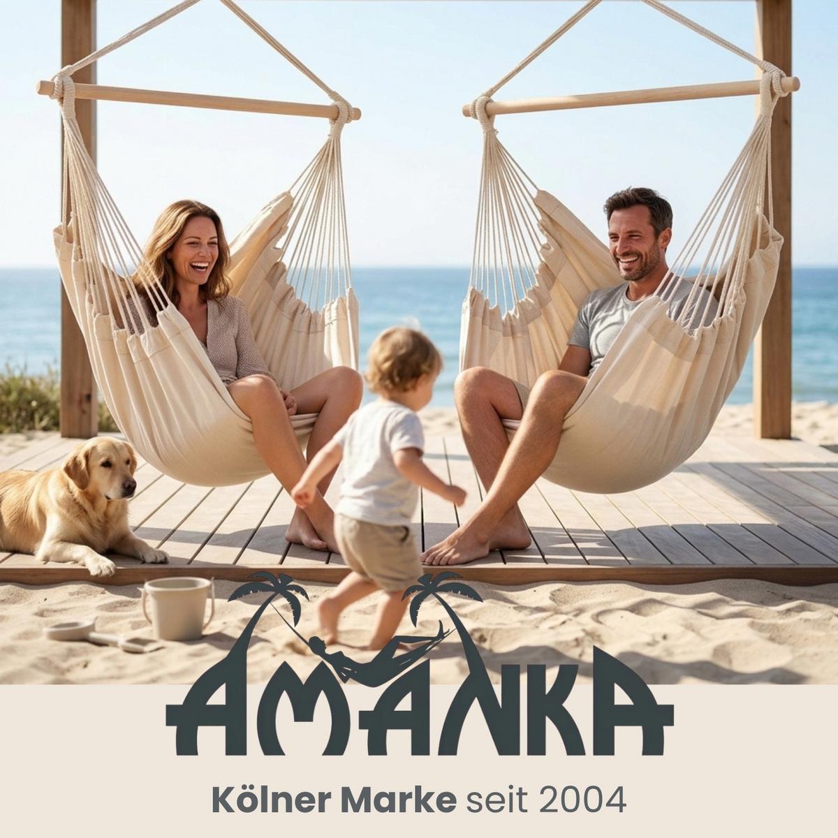 XXL-HÄNGESESSEL bis 150kg, 185/130cm, Grau - Grau, Textil (130/155/185cm) - Amanka