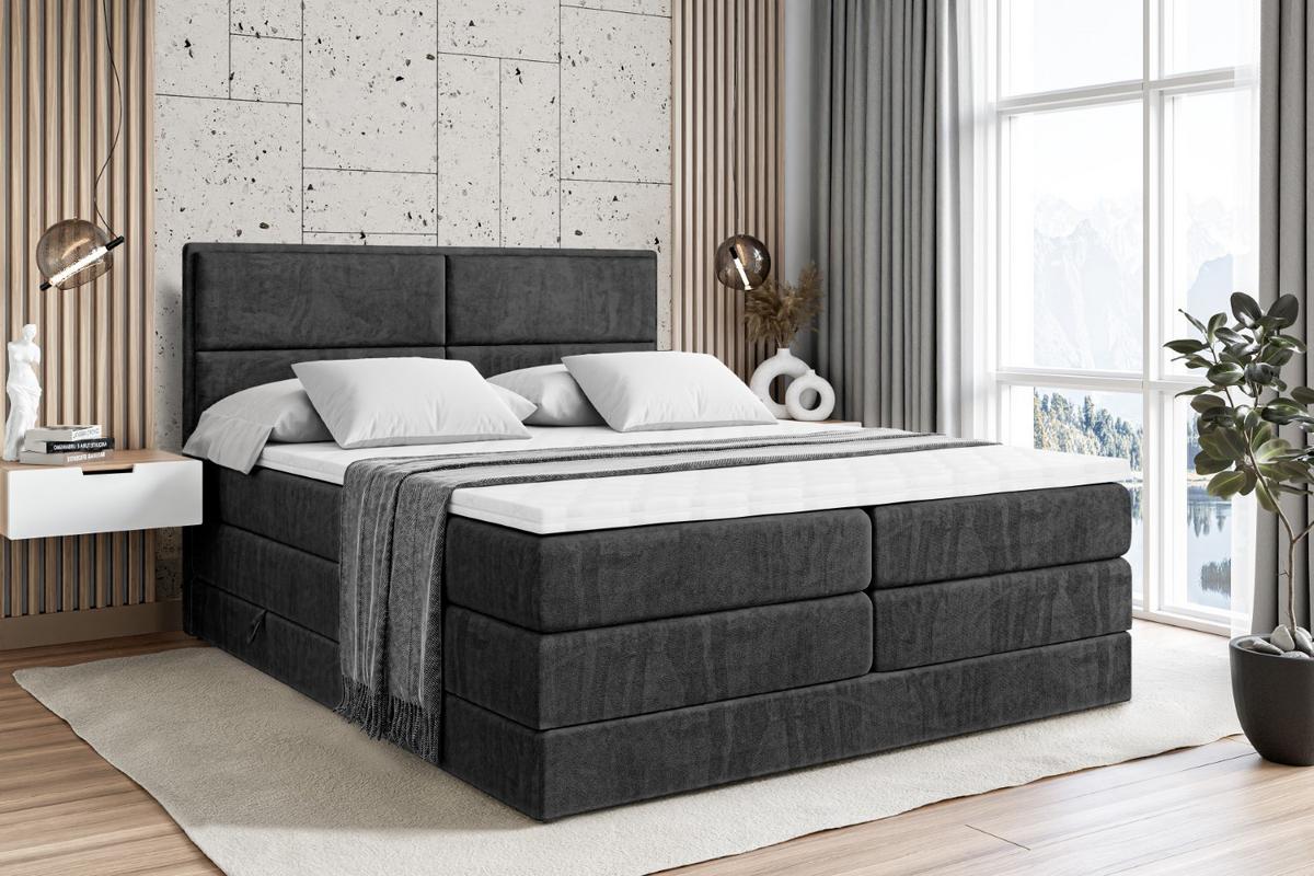 BOXSPRINGBETT AURA KING - 140 x 200 - H3/H4 - Schwarz - Schwarz, Holzwerkstoff (140/200cm) - ALTDECOR