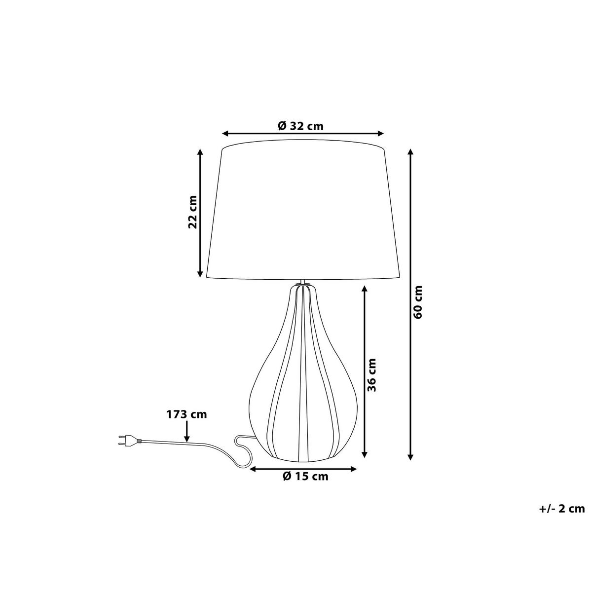 TISCHLAMPE Santee 32/32/60 cm - Schwarz, Keramik (32/32/60cm) - Beliani