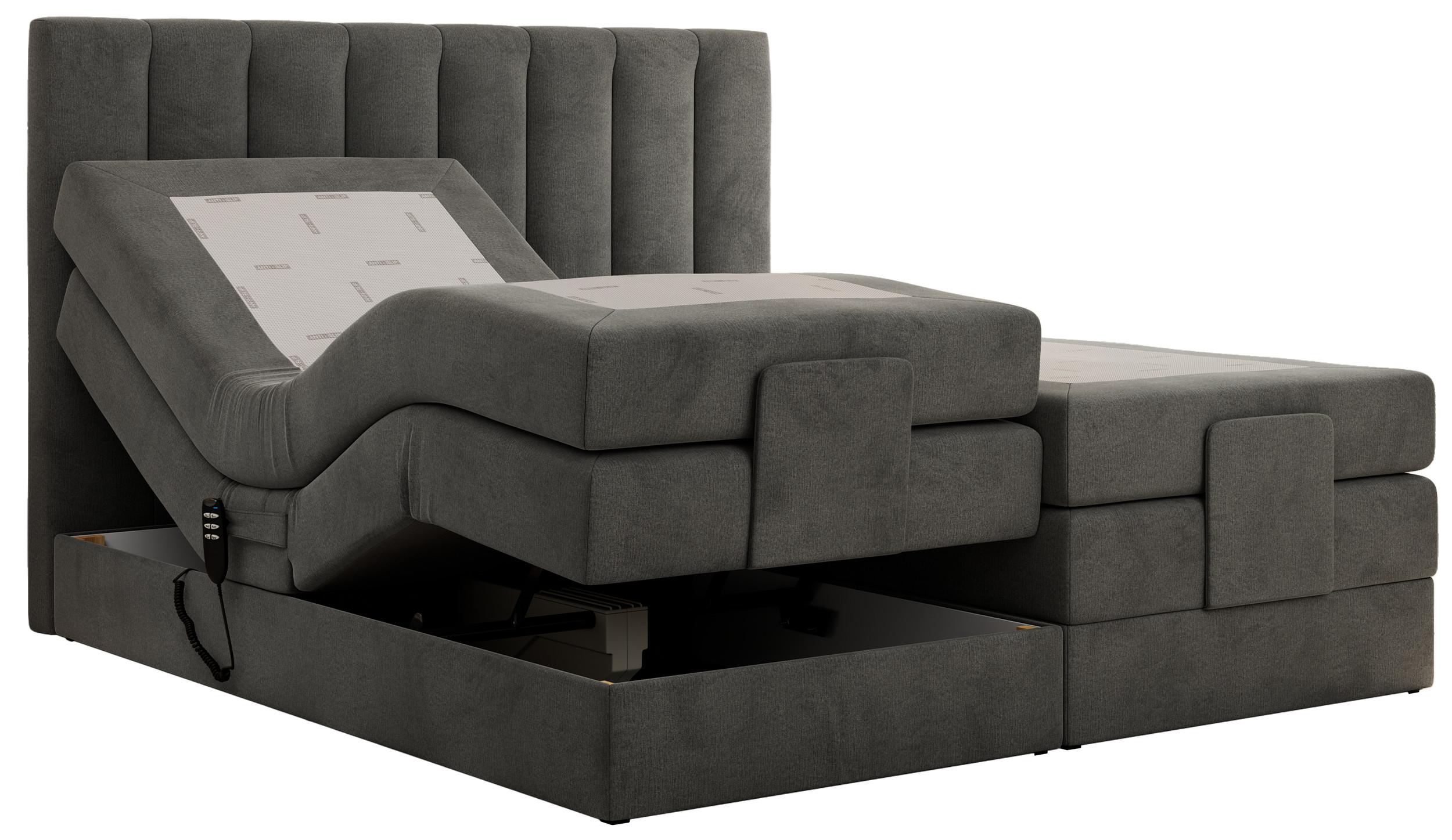 BOXBETT COMFORTO 140/200 - Dunkelgrau Velvet - H4 - Dunkelgrau, Holz/Textil (140/200cm) - MKS