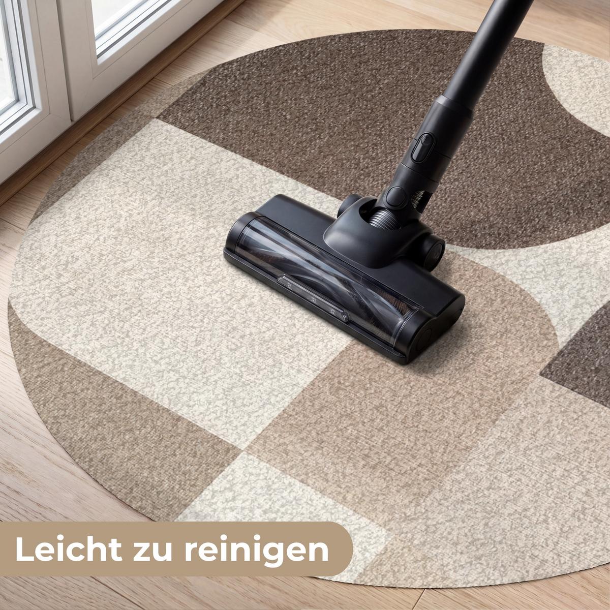 FUSSMATTE Geometrisch - Gewebte Struktur - Modern Fußabtreter 90x90 cm - Beige, Kunststoff (90/0.4cm) - MuchoWow