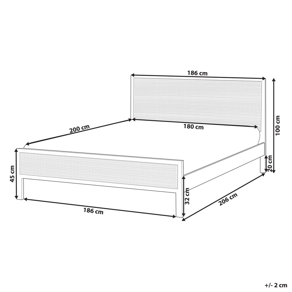 BETT mit Lattenrost 180/200 cm Hellbraun Salernas - Hellbraun/Schwarz, Holz (180/200cm) - Beliani