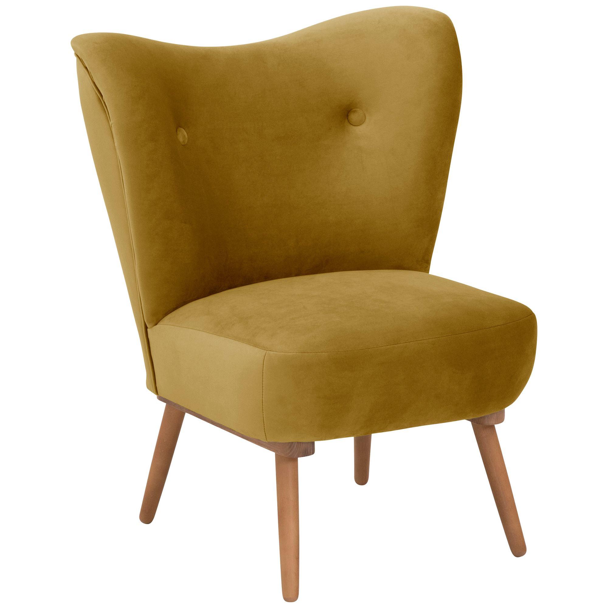 COCKTAILSESSEL Kayra Samtvelours mais - Currygelb, Kunststoff (72/90/74cm) - 58aufmkessel