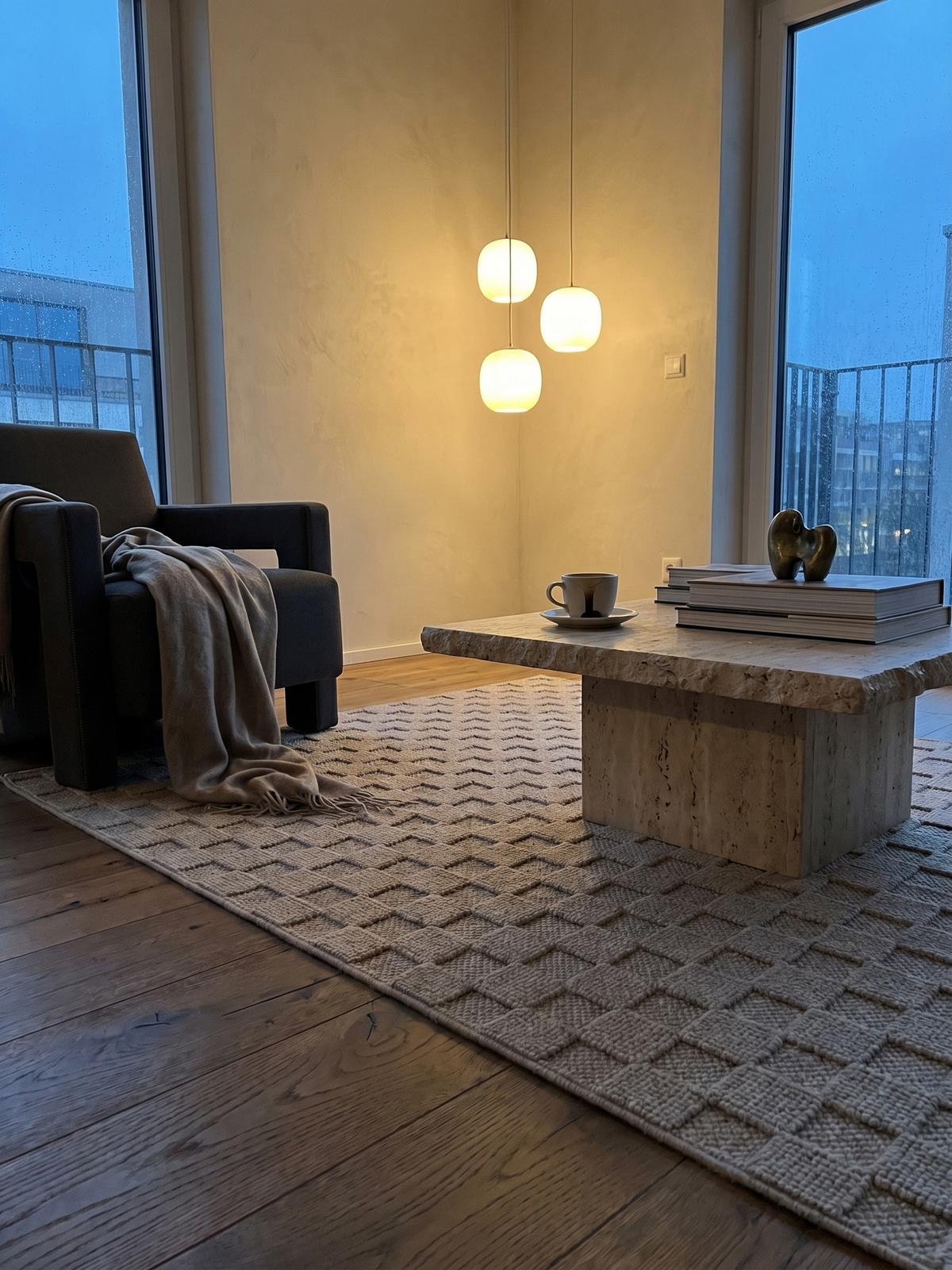 TEPPICH Flachgewebe LANGAU in Beige, mit Schachbrettmuster, 140 x 200 cm - Beige, Textil (140/200cm) - KADIMA DESIGN
