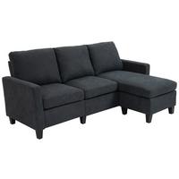 ECKSOFA L-Form Couchgarnitur mit wendbarer Chaiselongue Dunkelgrau - Dunkelgrau/Schwarz, Kunststoff/Textil (139/197cm) - HOMCOM
