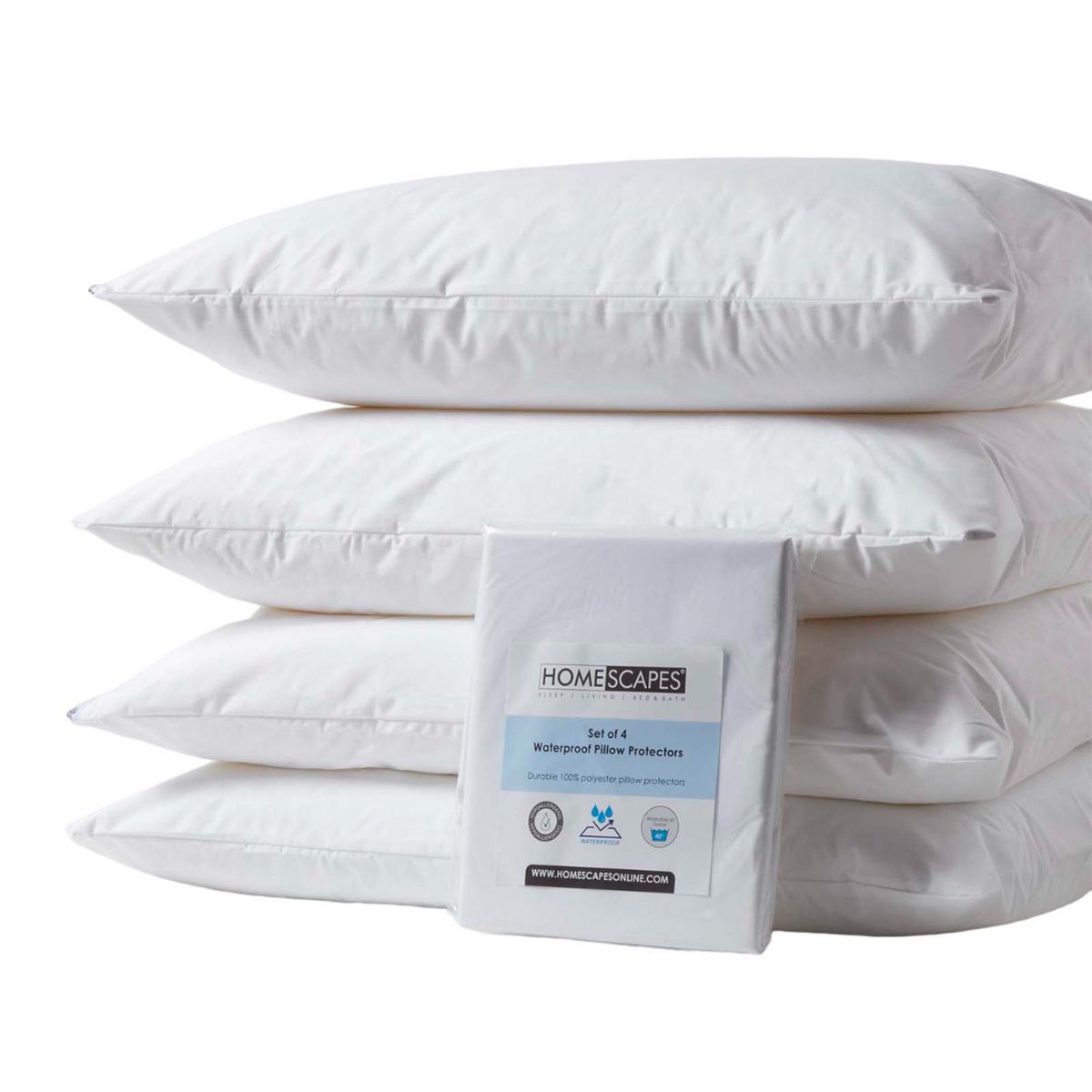 KISSENSCHONER wasserdicht 48/74 cm, 4er-Set mit Reißverschluss - Weiß, Textil (48/74cm) - Homescapes