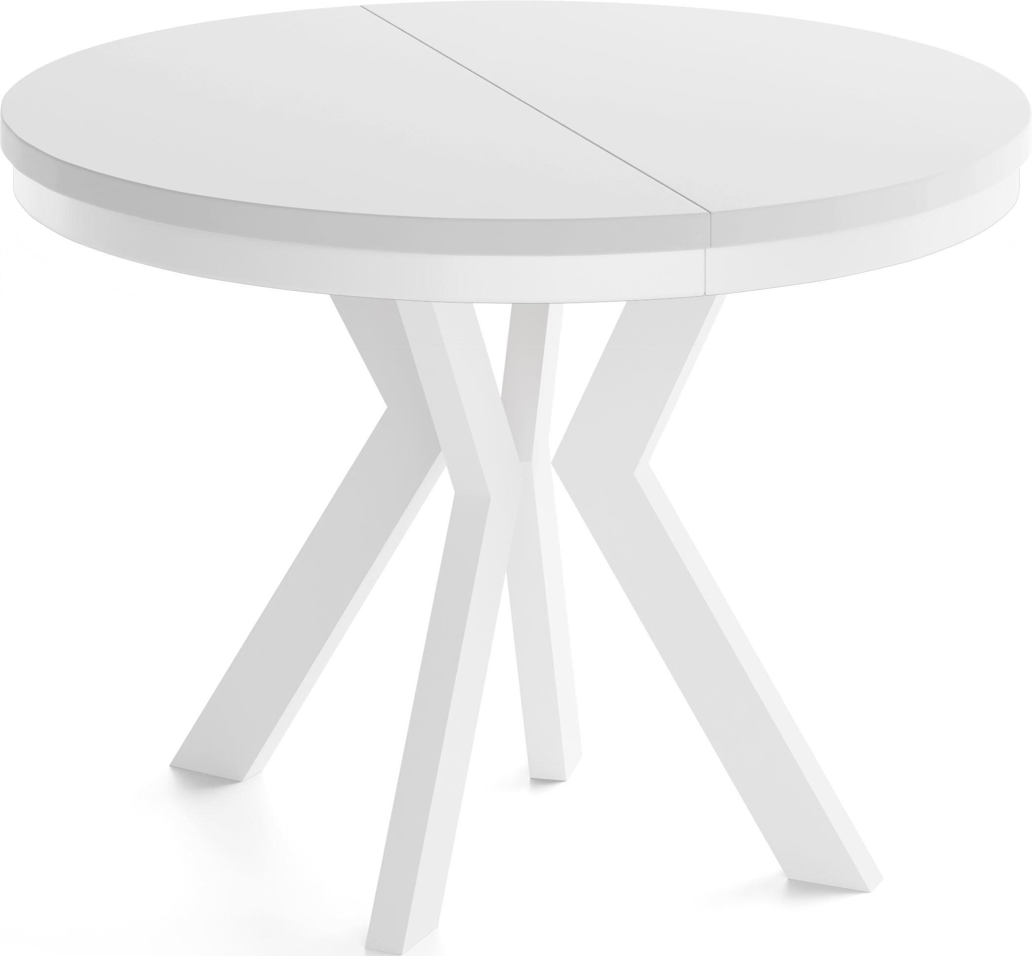 ESSTISCH Savio Weiß Neo rund ausziehbar verlängerbar XXL, Weiß 100-200/100/77 cm - Weiß, Holz/Holzwerkstoff (100/200/77cm) - WFL GROUP