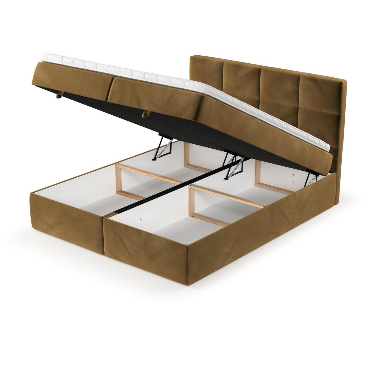 BOXBETT Velto 180/200 cm Honiggelb im Kronos Stoff - Schwarz/Honig, Holz/Holzwerkstoff (180/200cm) - AltaBeds