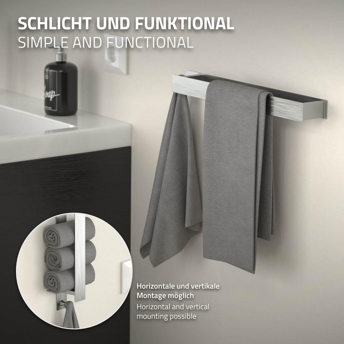 HANDTUCHHALTER 2er Set ohne Bohren 42 cm Silber aus Edelstahl - Silberfarben, Metall (6/3.5/42cm) - ML-DESIGN