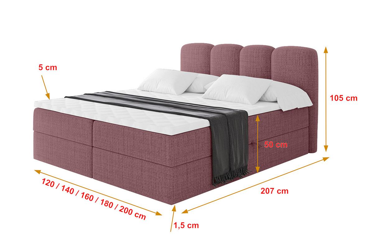 BOXBETT mit Matratze H4 - NINA - 180x200 cm - Altrosa - Pink, Holzwerkstoff (180/200cm) - ALTDECOR