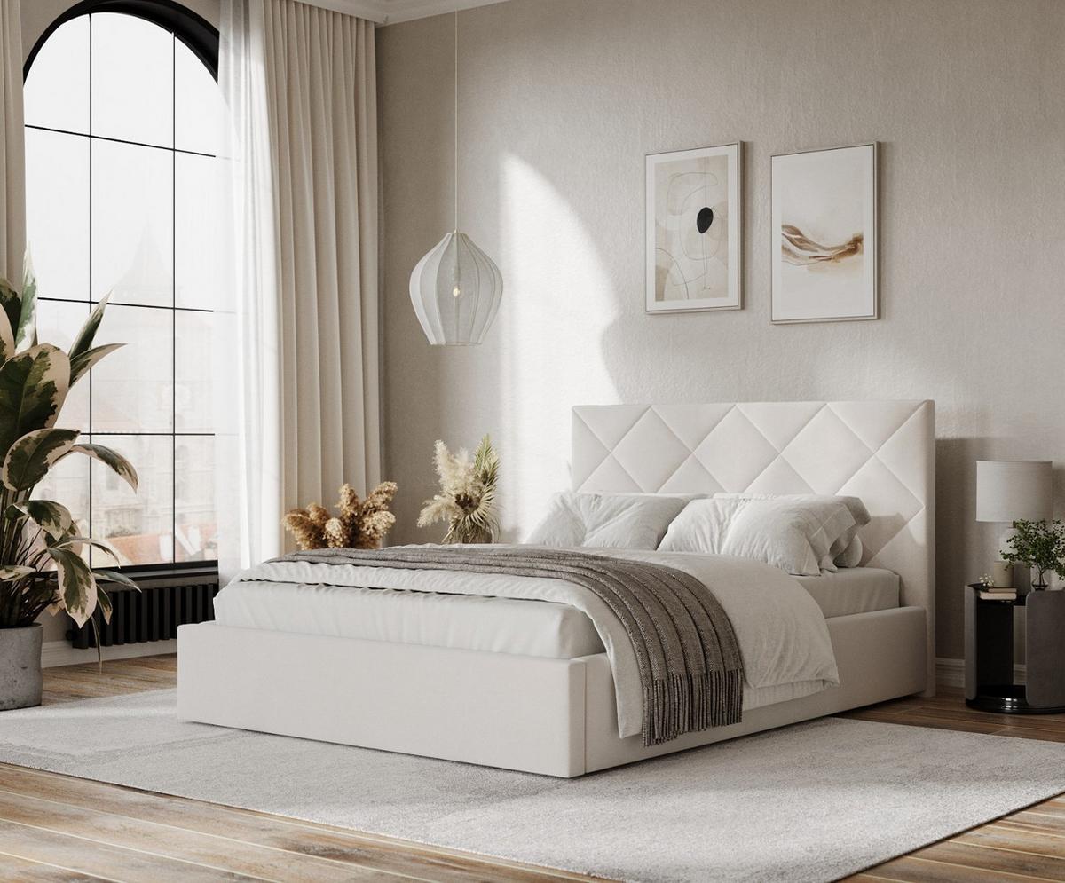 POLSTERBETT Torno 140/200 cm Creme im Paros Stoff - Creme/Schwarz, Holz/Holzwerkstoff (140/200cm) - AltaBeds
