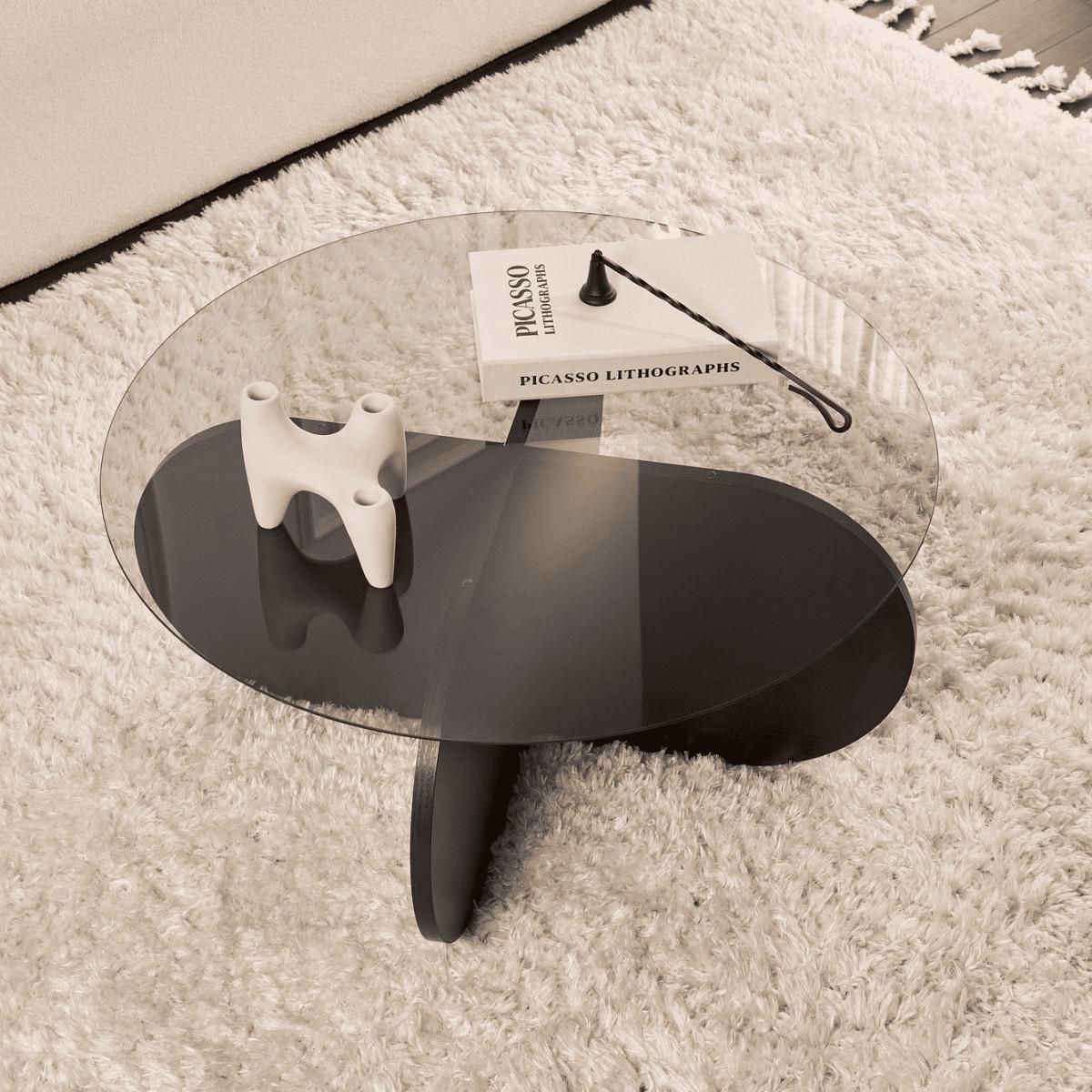 COUCHTISCH mit gekreuzten Beinen und gehärteter Glasplatte 75/75/35 cm - Eichefarben, Holzwerkstoff (5.5/75/35cm) - Calicosy