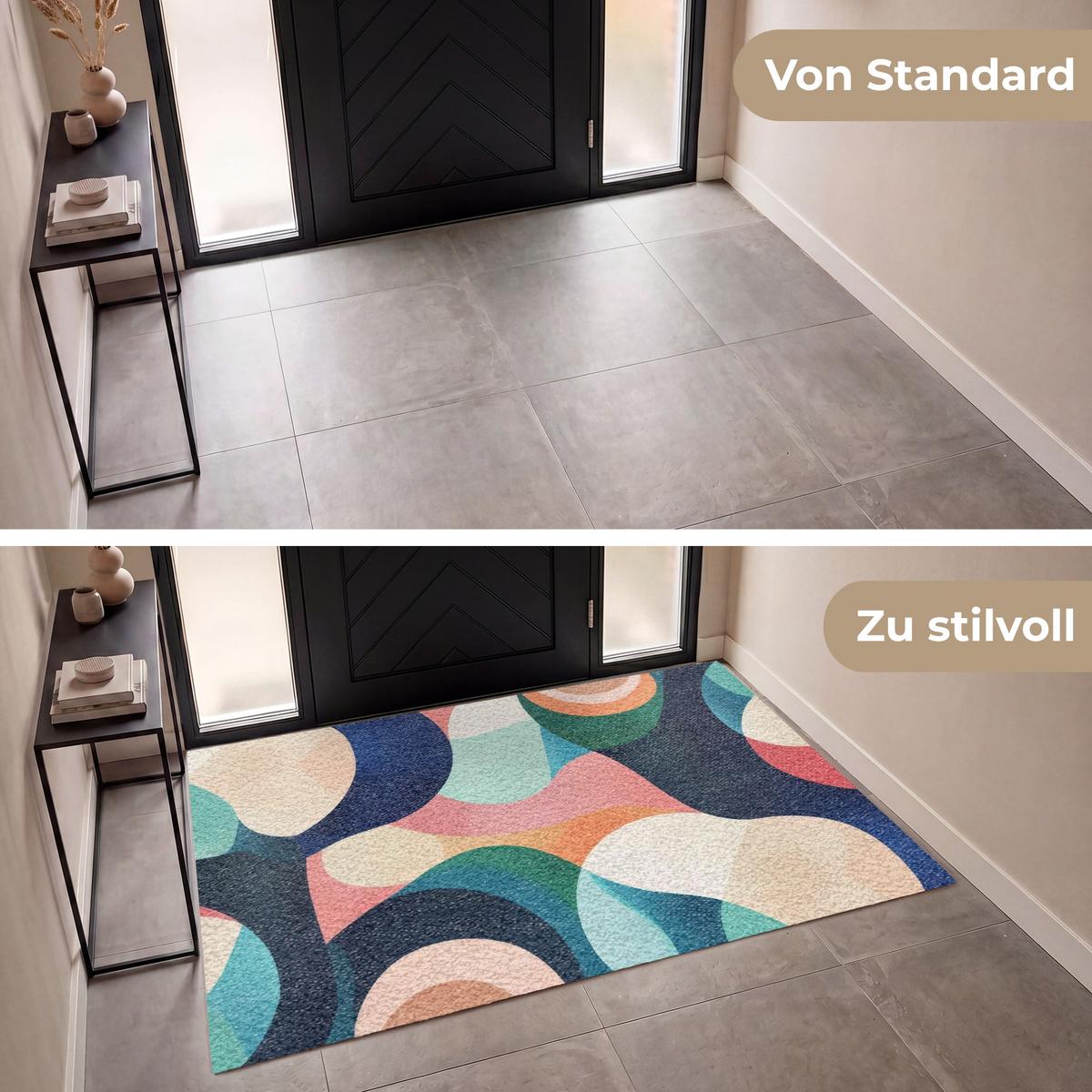FUSSMATTE Abstrakt - Blau - Rosa Fußabtreter 180x120 cm - Multicolor, Kunststoff (180/0.4cm) - MuchoWow